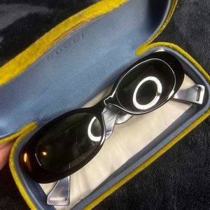 Brand new black chunky oval Gucci sunglasses with GG logo on the sides